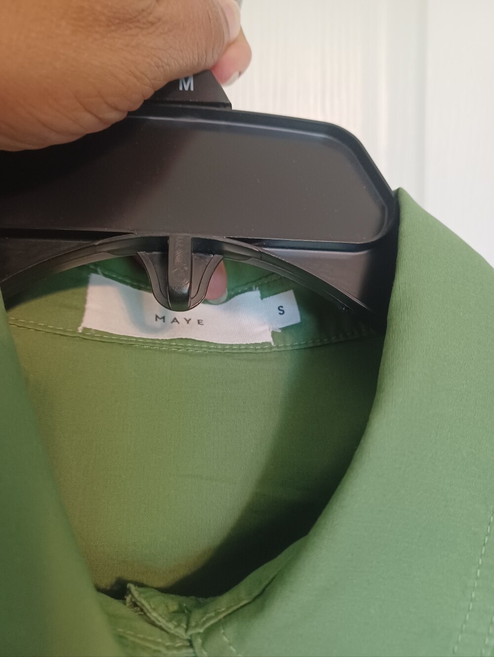 Maye HARPER Midi Shirtdress - Apple Green Color; 100% Cotton; Size S - Picture 3 of 5